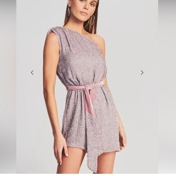 NEW NWT Retrofete Ella Sequin One-Shoulder Pink Formal Mini Dress - Picture 1 of 8